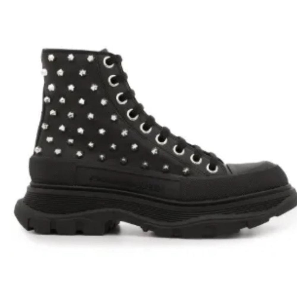 Alexander McQueen Leather Black Studded High-Top Women's Boots Sz 39 $1800
